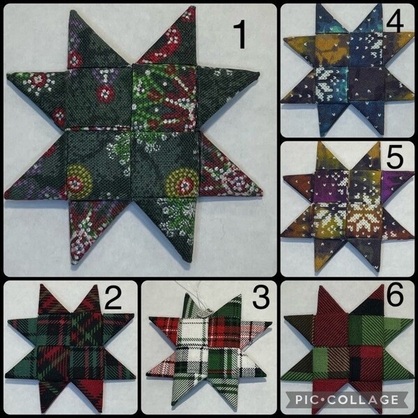 Mix & Match Hand Folded Fabric Stars, fabric ornament, folded star, tree ornament, Christmas star, Scandinavian Star ornament, free shipping