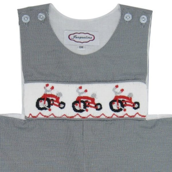 Petit Bebe Boys Green Gingham Smocked Candy Canes Longall main image 1