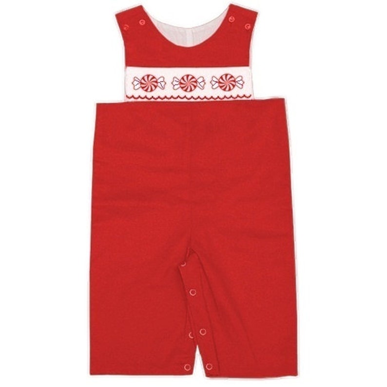 Anavini Boys Red Corduroy Longall - Smocked Christmas Tree Tractor main image 0