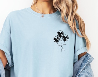 Mickey Mouse Balloons Top, Comfort Colors T-Shirt, Minimalist Balloon Shirt, Disney Inspired Shirt, Gift for Her, Disney Vacation Shirt