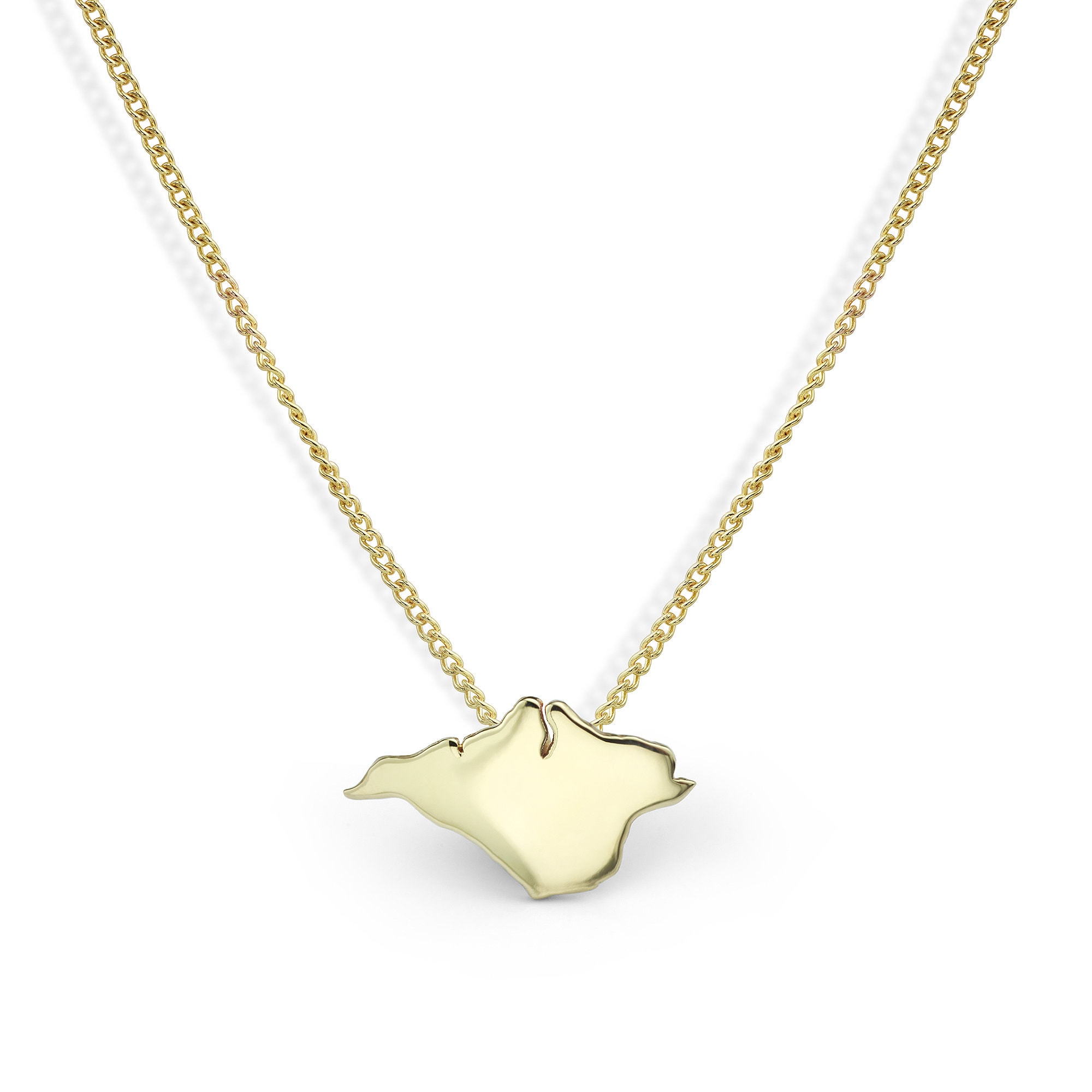 9ct Yellow Gold Isle of Wight Pendant - Isle of Wight Necklace - IOW Jewellery - IOW Necklace - Coastline Jewellery