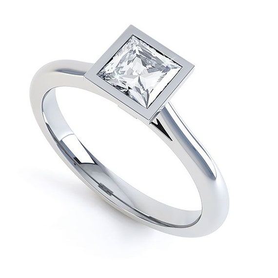 Princess cut cheap bezel setting