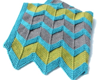 Zip Baby Blanket Pattern - chevron knit baby blanket pattern in two to eight colors