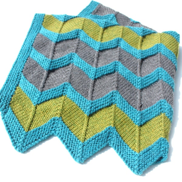 Zip Baby Blanket Pattern - chevron knit baby blanket pattern in two to eight colors