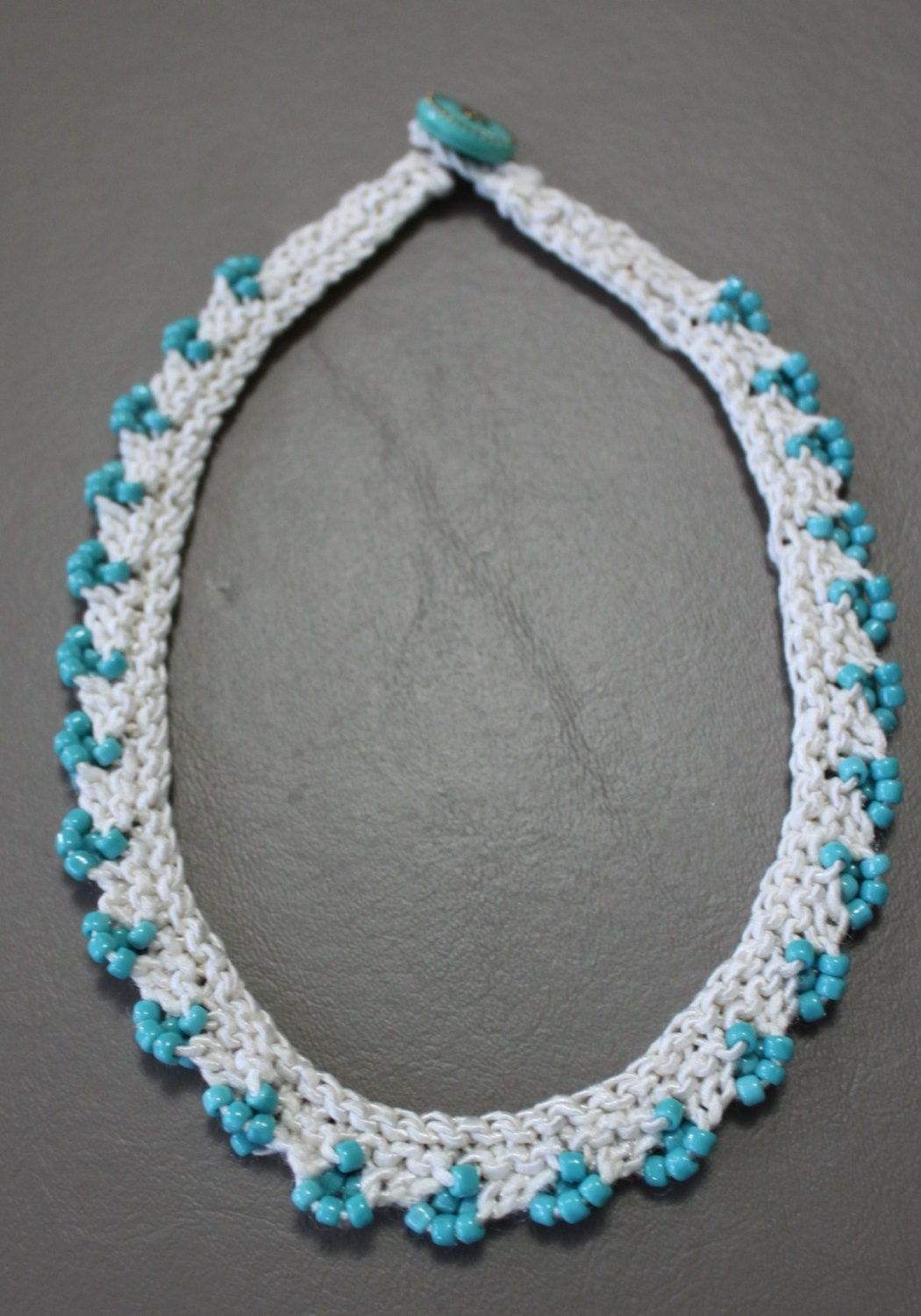 Maya Necklace Pattern Bead Knit Necklace With Button Closure Etsy