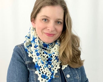 Diadem Shawlette - PDF crochet pattern instructions for a worsted weight lacy wrap with triangle motifs