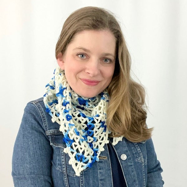 Diadem Shawlette - PDF crochet pattern instructions for a worsted weight lacy wrap with triangle motifs