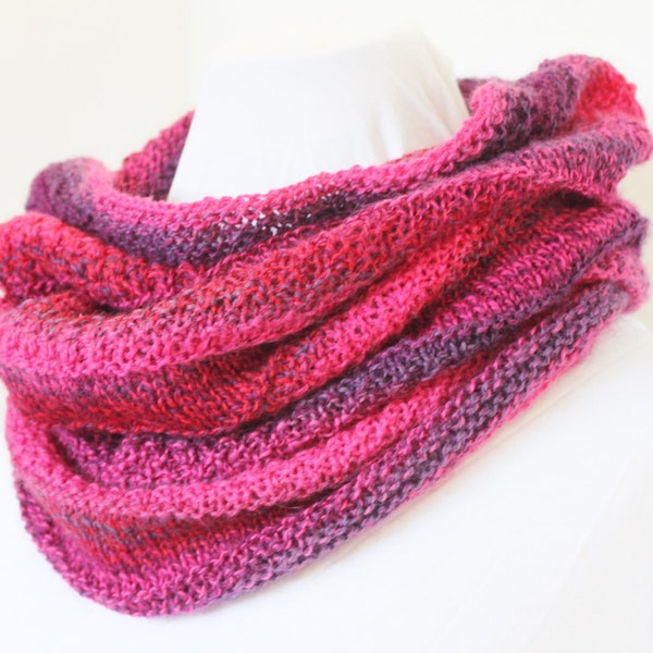 Clementine Cowl Pattern - knit cowl using fingering or sock weight knitting yarn - soft with lovely drape great for hand-dyed yarns!