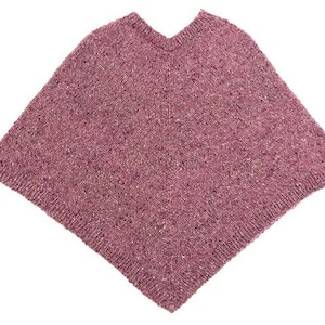 May include: A mauve knitted poncho with a v-neck.