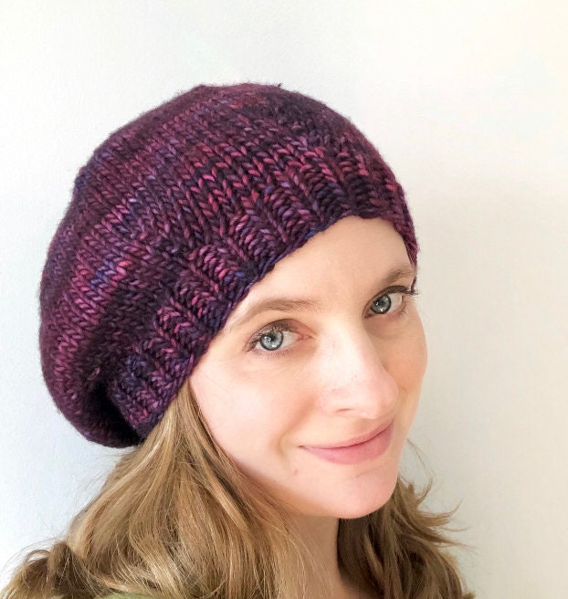 Slouchy Beret Chunky Weight Hat Knitting Pattern for Adults - Etsy