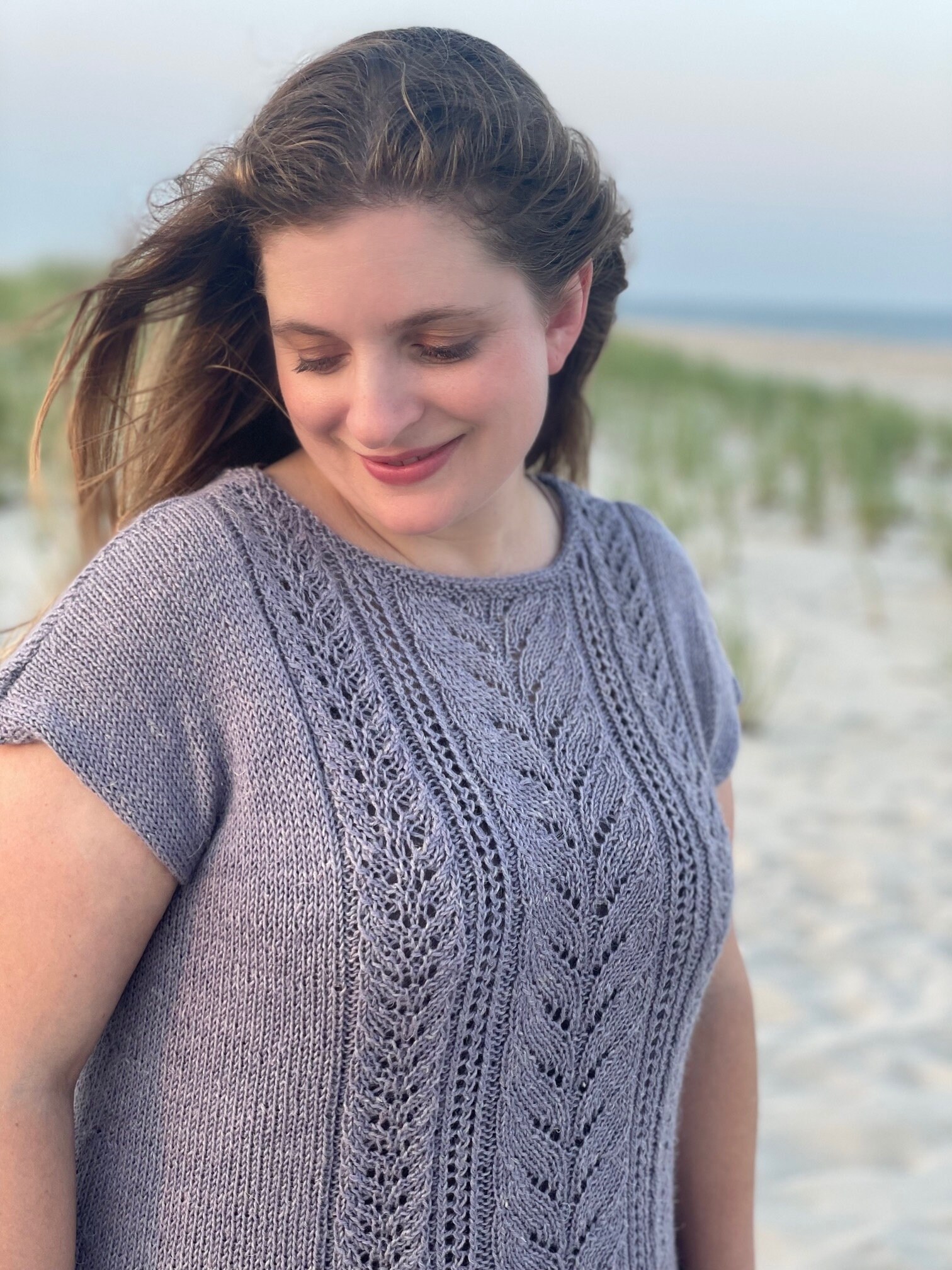 ワンピなど最旬ア！ Plumosa Tee Knitting Pattern - Floral Lace Panel XS Through トップス