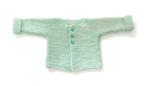 New Baby Sweater Knitting Pattern Size 3 6 Month Cardigan Using Worsted Weight Yarn Buttoned And Adorable Worked In One Piece Garter