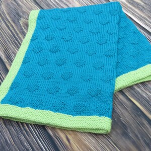 Encircle Baby Blanket Pattern - polka dot textured knit baby blanket modern in two colors worsted weight yarn great baby gift