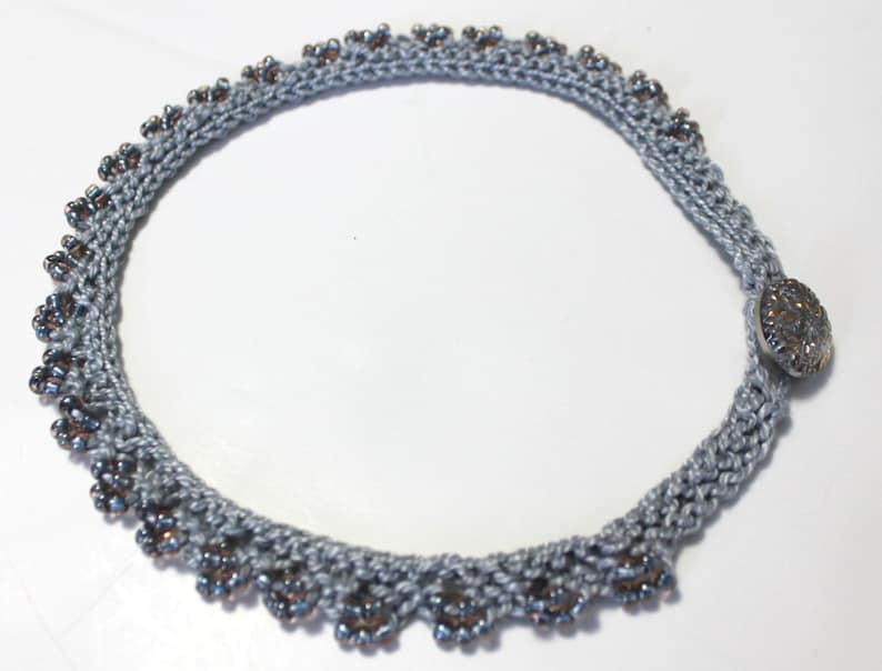 Maya Necklace Pattern Bead Knit Necklace With Button Closure Etsy