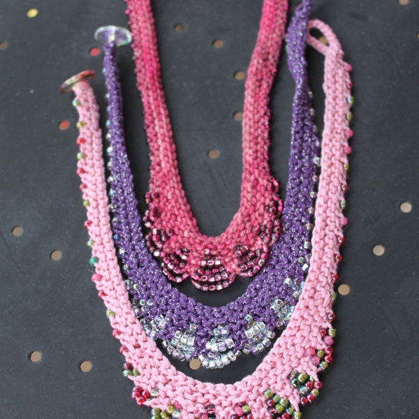 Glam Girl Necklace Pattern - Bead Knit Necklace for Children