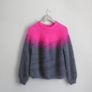 Quadruple Pullover Knitting Pattern - XS through XXXL adult knit ombre sweater in laceweight mohair held 4 strands for chunky weightht yarn