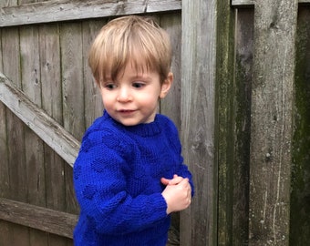 Hugs Pullover Knitting Pattern - 12 month to 9 year-old in light worsted weight yarn polka dots texture with set in sleeves and crewneck