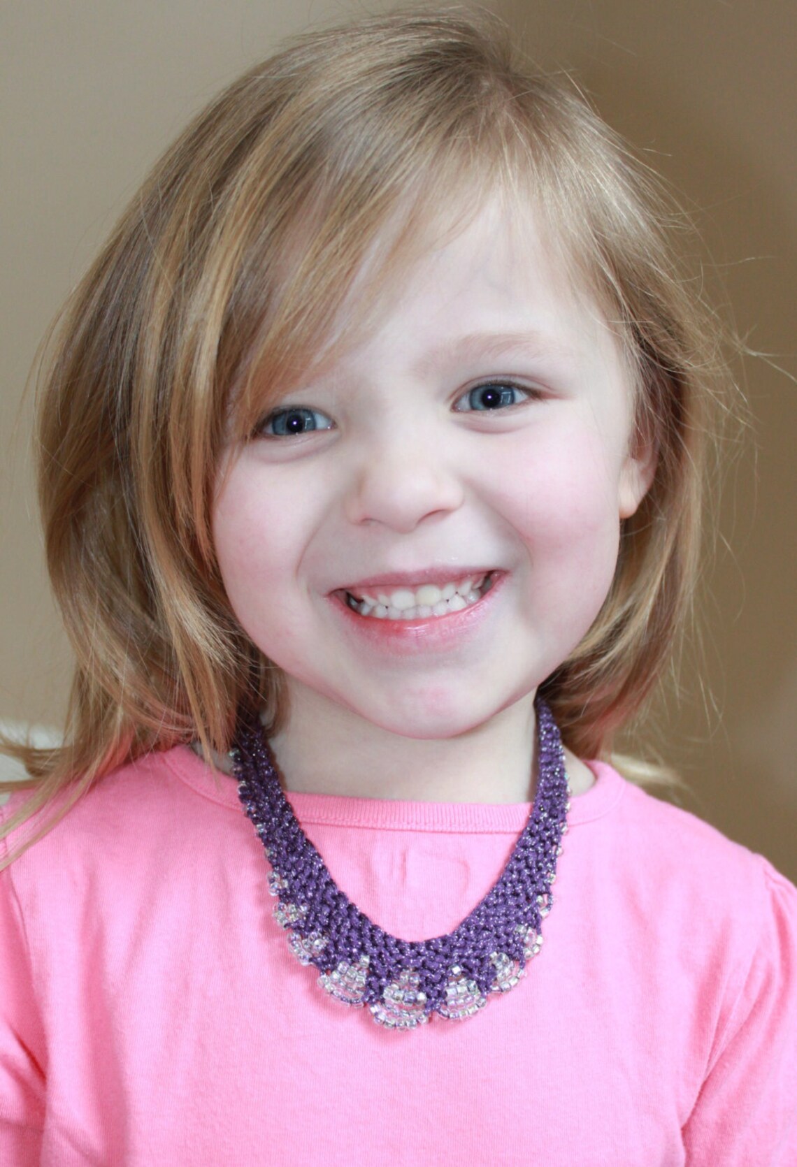 Glam Girl Necklace Pattern Bead Knit Necklace for Children Etsy
