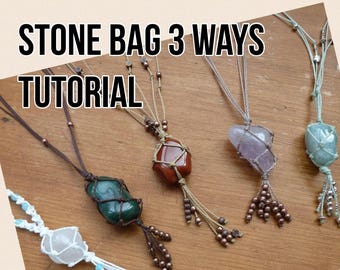 TUTORIAL Macrame Stone Bag / Macrame Net Bag Tutorial / Knotty Knotty Macrame