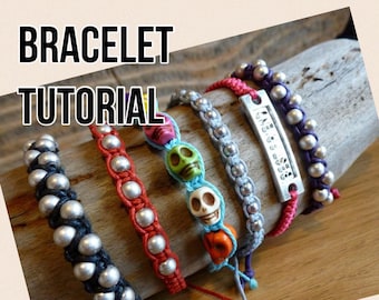 TUTORIAL Macrame Bracelets / Adjustable Macrame Bracelets with Beads DIY