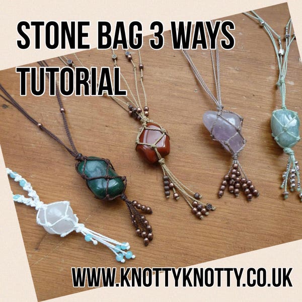 TUTORIAL Macrame Stone Bag / Macrame Net Bag Tutorial / Knotty Knotty Macrame