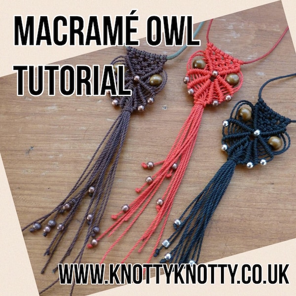 TUTORIEL Collier hibou en macramé / Hibou en macramé DIY / Modèle de collier en macramé