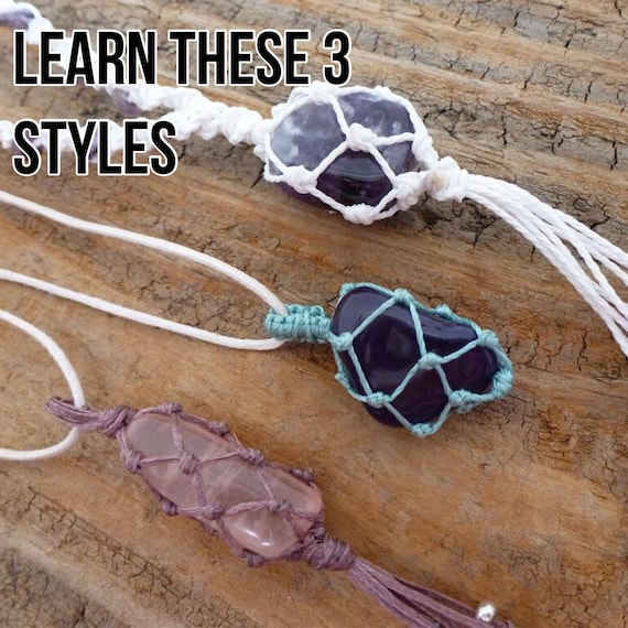 TUTORIAL Macrame Stone Bag Macrame Net Bag Tutorial Knotty Knotty Macrame Etsy