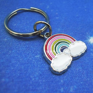 Rainbow Keychain - Rainbow Keyring Gift UK - Cute Rainbow with Fluffy Clouds - Discreet LGBTQI+ Pride - After Every Storm Comes a Rainbow