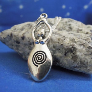 Goddess Necklace - Silver Goddess  - Spiral Goddess  - Goddess Pendant and Chain