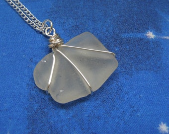 Sea Glass Necklace - Sea Glass Jewellery - Natural Sea Glass - Wrapped Sea Glass Pendant - OOAK