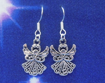 Angel Earrings - Guardian Angel - Angel Jewellery - Silver Angel