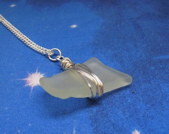 Sea Glass Necklace - Sea Glass Jewellery - Natural Sea Glass - Wrapped Sea Glass Pendant - OOAK