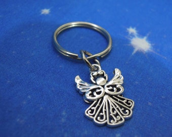 Angel Keyring - Guardian Angel - Angel Charm Keychain - Silver Angel