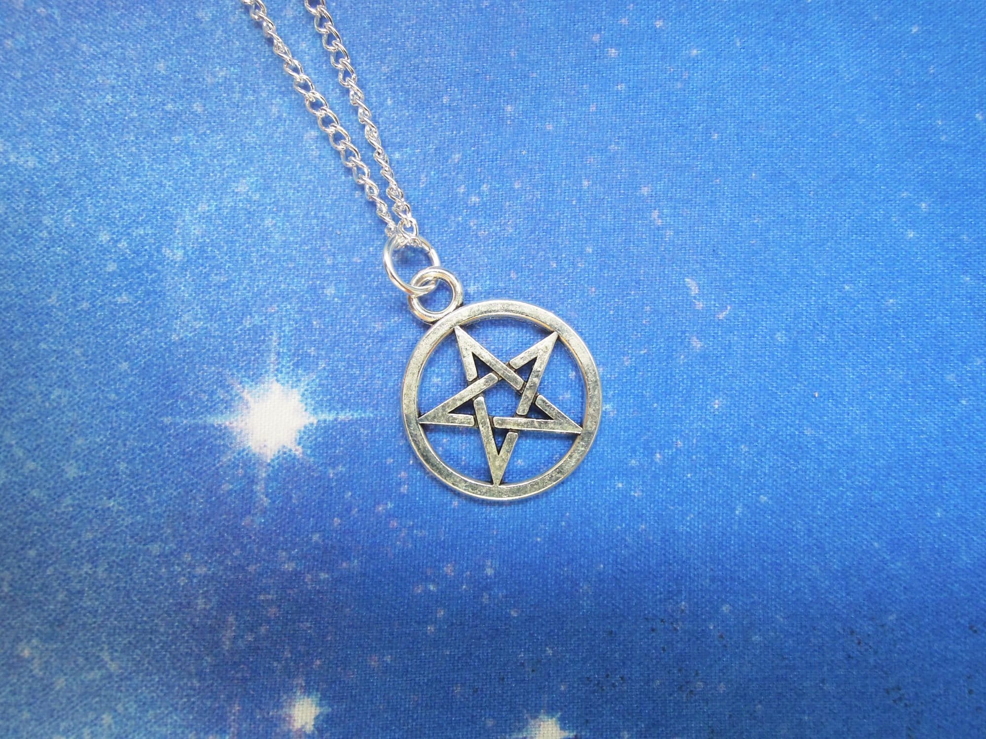 Pentacle Pendant Silver Pentacle Pendant Wiccan Pendant Etsy