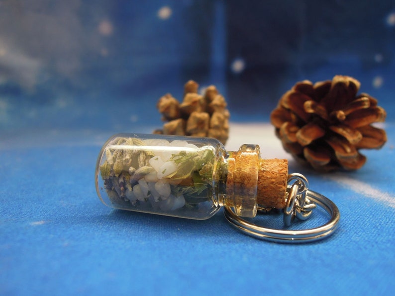 Calming Spell Keyring Anxiety Talisman Calming Bottle Anxiety Relief image 3