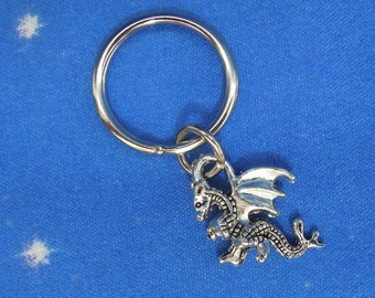 Dragon Keyring - Silver Dragon Keyring - Tiny Dragon Keychain