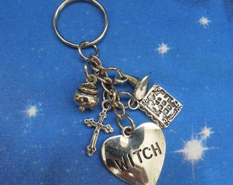 Witchy Keyring - Silver Witchcraft Themed Keyring - Gift for Witches - Witchy Aesthetic - Wiccan Bag Charm - Witchy Charms - Spellworker