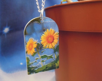 Sunflower Necklace - Sunflower Jewellery - Sunflower Pendant