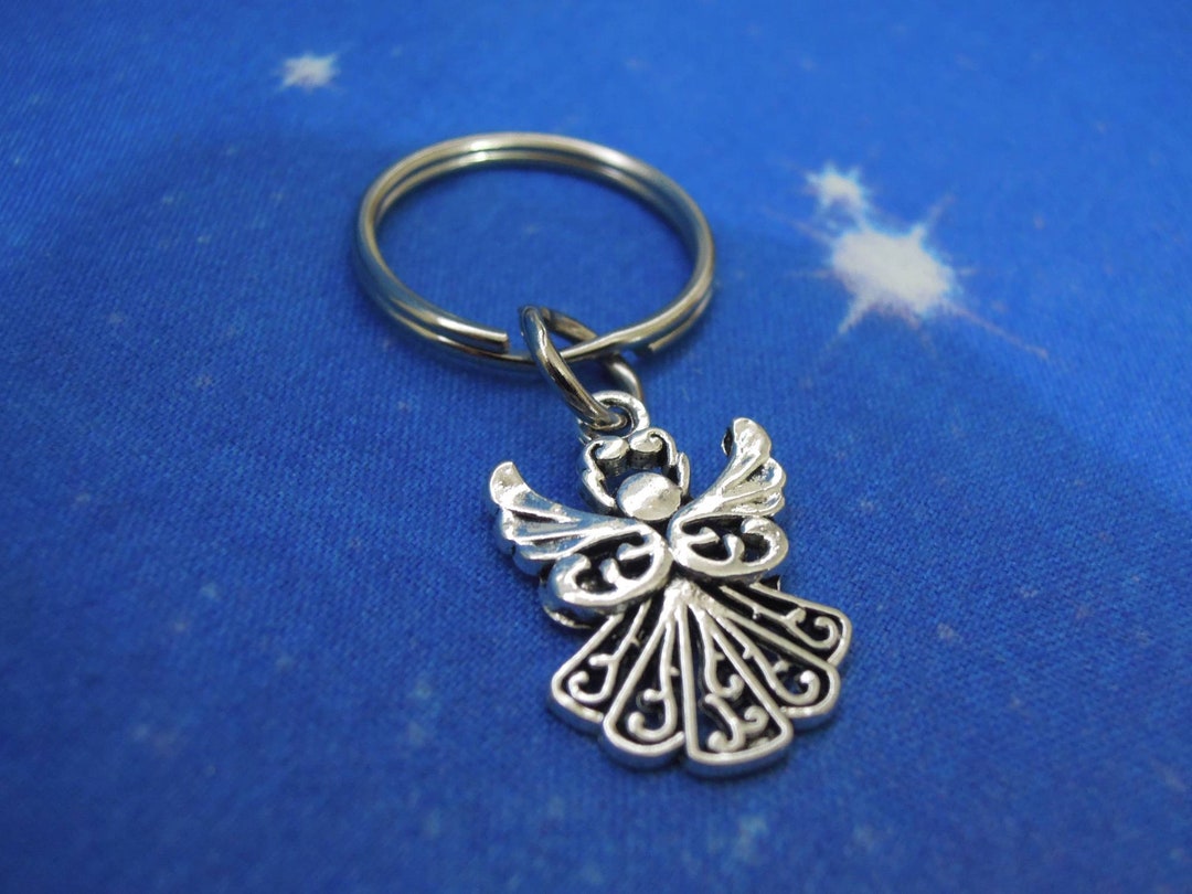 Angel Keyring - Guardian Angel - Angel Charm Keychain - Silver Angel - Etsy
