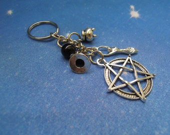 Pentacle Keyring - Witchy Bag Charm - Protection Charm - Witch Keychain - Goddess Keyring - Gift for Witch