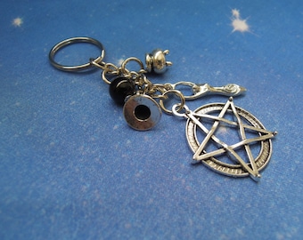Pentacle Keyring - Witchy Bag Charm - Protection Charm - Witch Keychain - Goddess Keyring - Gift for Witch