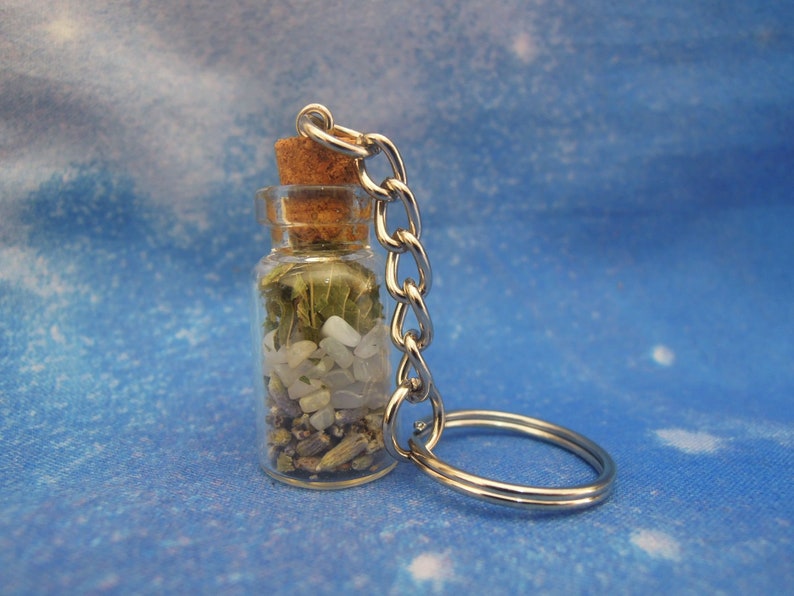 Calming Spell Keyring Anxiety Talisman Calming Bottle Anxiety Relief image 1