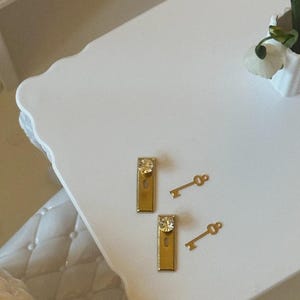 Dollshouse Miniature  1 12 Scale Hardware Hardware Crystal Door Knob Keyplate 1:12 for Door