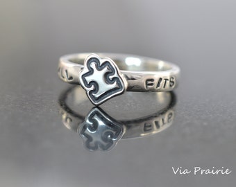 Puzzle piece ring, Puzzle ring, Autism Awareness, IT ALL FITS ring, Puzzle jewelry, Great gift, Sterling silver ring, Puzzle piece jewelry