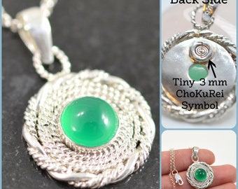 Reiki pendant, Reiki | Green onyx spiral necklace| Heart Chakra Stone | Authentic protection amulet | Reiki-infused Talisman