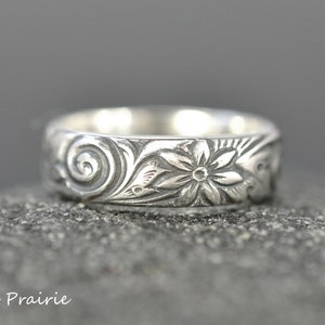 Hawaiian ring, Hawaiian jewelry, Wedding band, Hawaiian flower ring , Wide silver band, Hawaiian pair ring, 925 handmade ring, Solid silver image 2