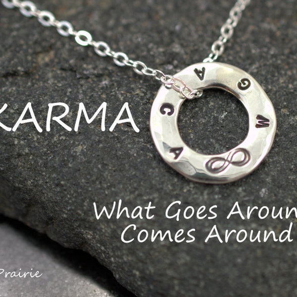 KARMA necklace, WGACA,  Infinity pendant, カルマ, 業, 因果循環,  Karma circle pendant, Karma jewelry, Zen necklace, Zen jewelry, 925 Sterling silver