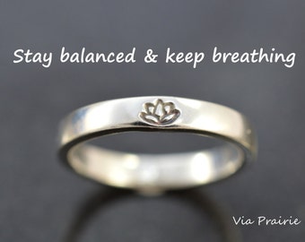 Lotus ring, Lotus flower ring, Yoga ring, Zen ring, Yoga jewelry, Yogi ring, Reminder ring, Zen gift for Her, 8 gauge band, Sterling silver