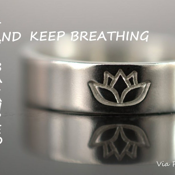 Zen ring, Lotus ring, Lotus flower ring, Lotus Jewelry, Yoga ring, Yogi gift, Reminder ring, Unisex yoga ring, THICK 925 Sterling silver