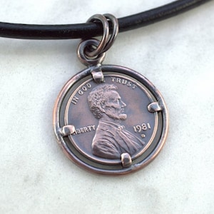 Lucky Penny necklace, US Penny pendant, Custom made pendant, Coin holder, Penny holder,  Vintage coin, Birth Year coin, US coin necklace